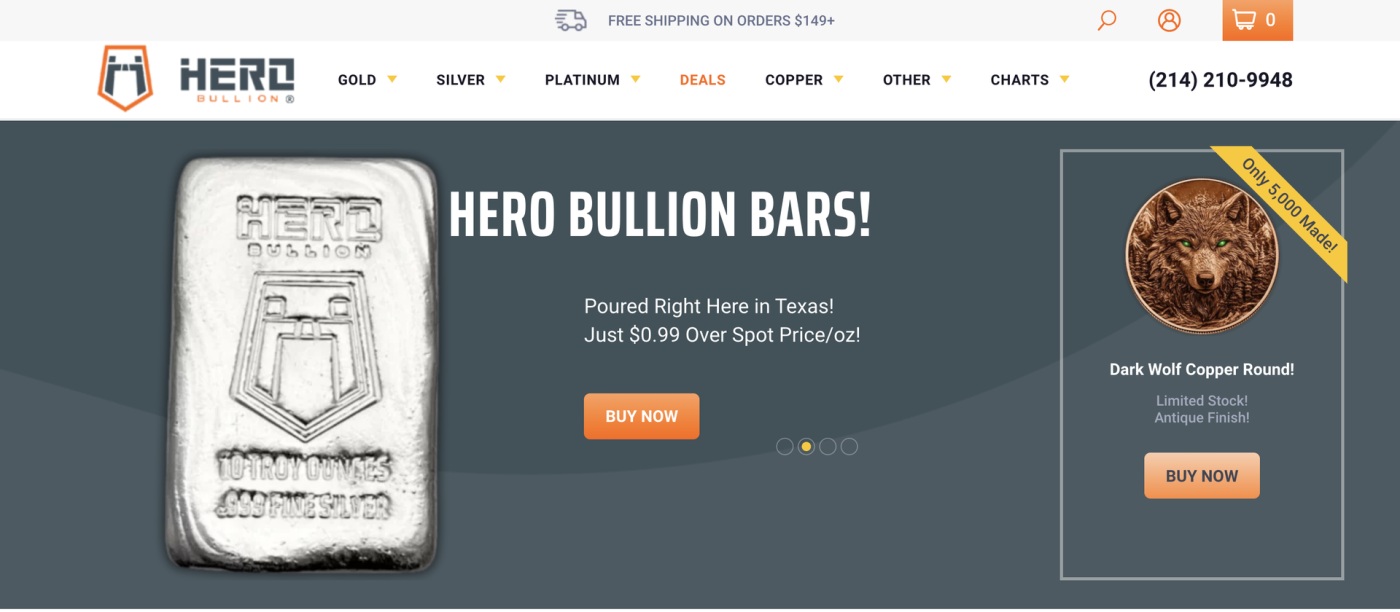 Hero Bullion home page