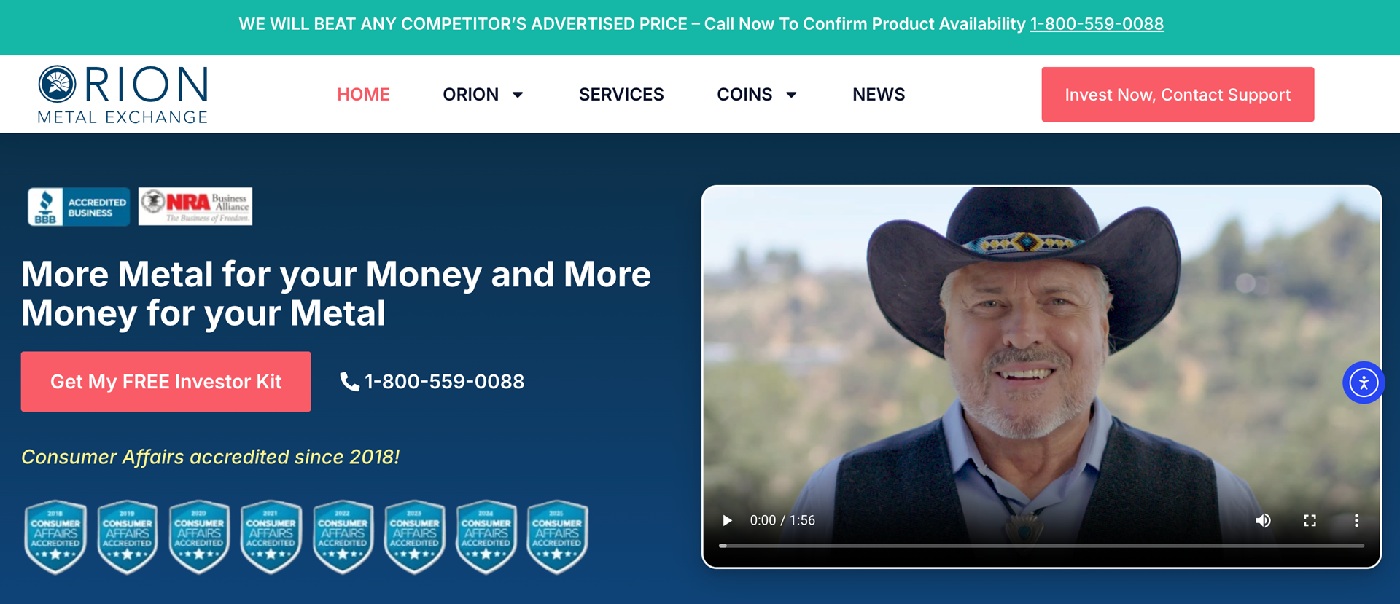 Orion Metal Exchange home page