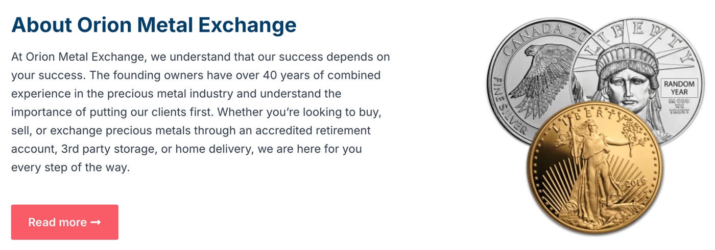 Quick overview about Orion Metal Exchange from the website's home page